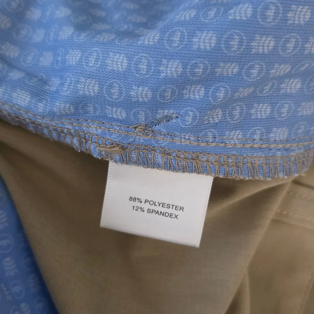 Peter Millar Crown Sport Mens Golf Shorts Khaki Tan Stretch Performance Size 33